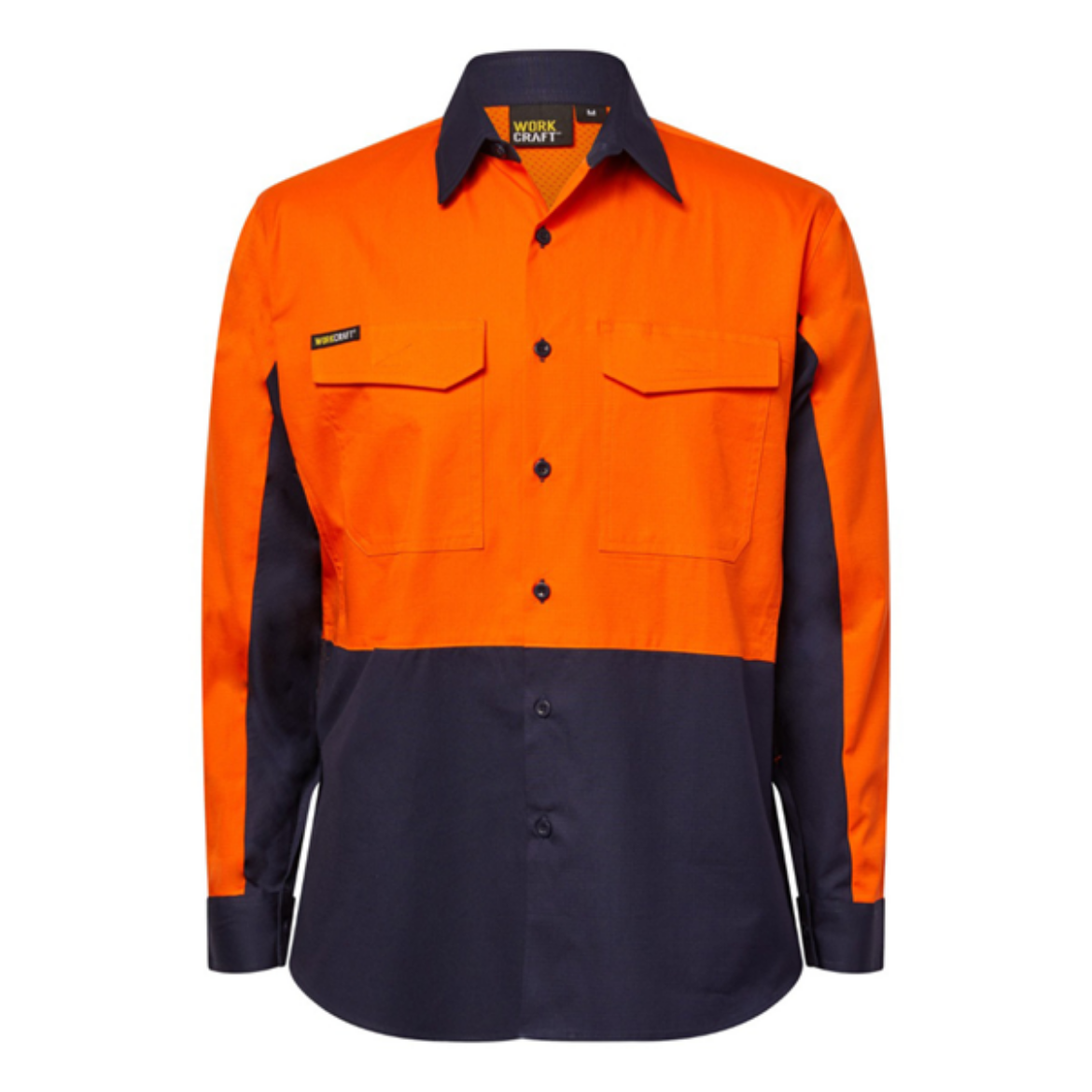 Picture of WorkCraft Ripstop Lightweight Hi Vis Two Tone Long Sleeve Vented Cotton Drill Shirt